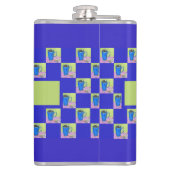 Künstlerische Tea Time Green/Blue Repetierdesign Flachmann (Rückseite)
