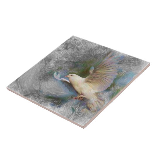 künstlerische Tiertaube Fliese (Seite)