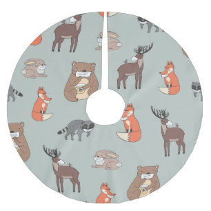Künstlerische tropische Blumen, vintage nahtlos. Polyester Weihnachtsbaumdecke