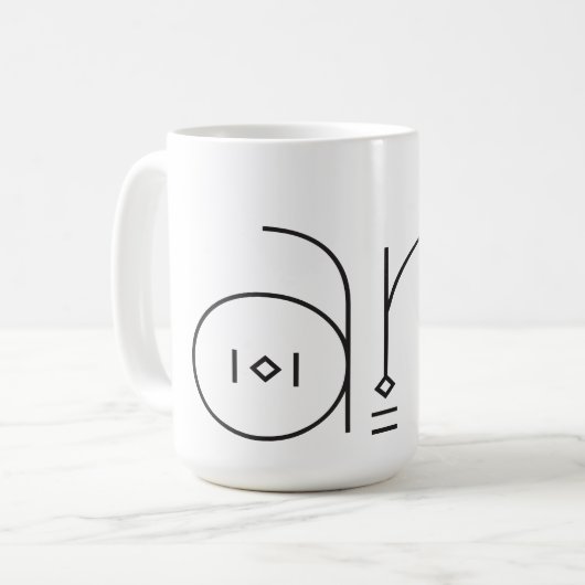 Künstlerische Typografie Kaffeetasse (Vorderseite Links)