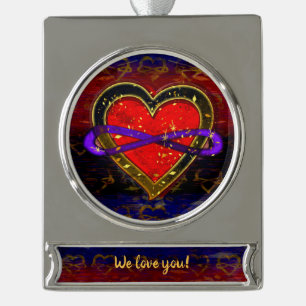 Künstlerische Unendlichkeit Herz Polyamory Flag Sy Banner-Ornament Silber