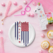 Künstlerische vertikale amerikanische Flagge Pappteller (Party)
