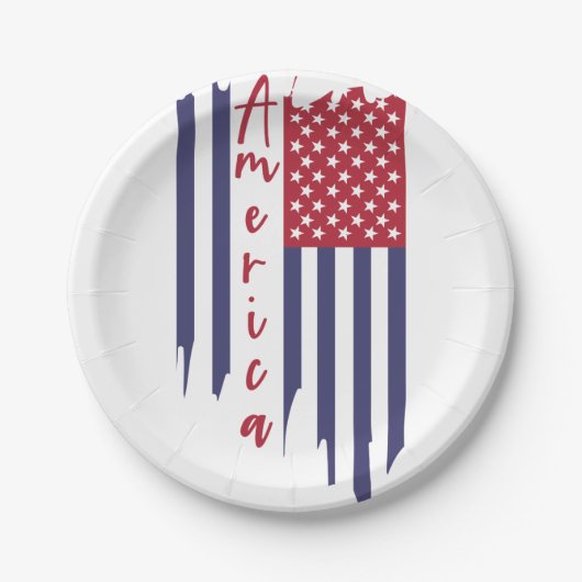 Künstlerische vertikale amerikanische Flagge Pappteller (Vorderseite)