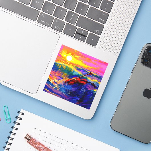 Künstlerische Violine Aufkleber (Laptop mit iPhone)