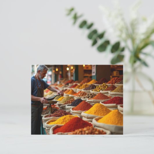 Künstlerische Vision des römischen Gewürzmarktes Postkarte (Stehend Vorderseite)