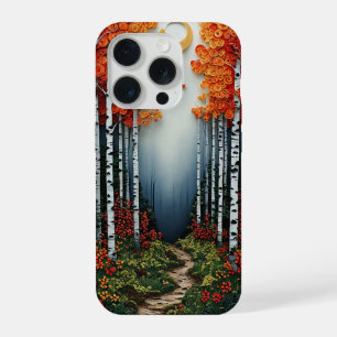 Künstlerische Wald-Birke iPhone 15 Pro Hülle