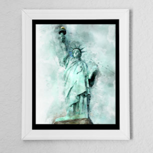 Künstlerische Wasserfarben-Statue der Freiheit Poster
