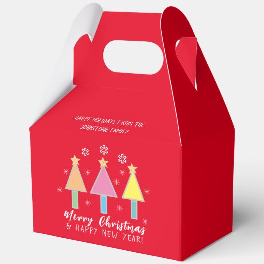 Künstlerische Weihnachtsbäume Cool Roter Feiertag Geschenkschachtel (Vorderseite)