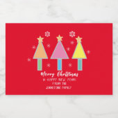 Künstlerische Weihnachtsbäume Rustic Mini Weihnach Schaumweinetikett (Einzelnes Label)