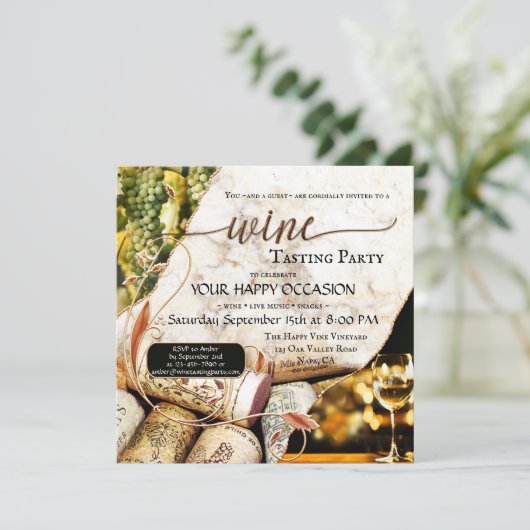 Künstlerische Weinkellerei oder Weinberg Weinprobe Einladung (Stehend Vorderseite)