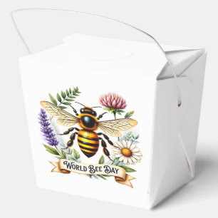 Künstlerische Weltbienentag-Illustration mit Honig Geschenkschachtel