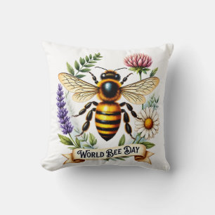 Künstlerische Weltbienentag-Illustration mit Honig Kissen