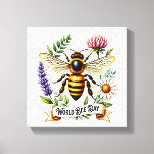 Künstlerische Weltbienentag-Illustration mit Honig Leinwanddruck