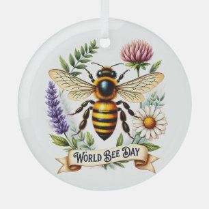 Künstlerische Weltbienentag-Illustration mit Honig Ornament Aus Glas