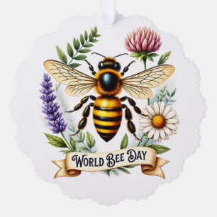 Künstlerische Weltbienentag-Illustration mit Honig Ornament Karte