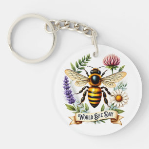 Künstlerische Weltbienentag-Illustration mit Honig Schlüsselanhänger