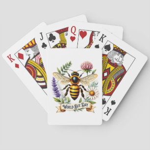 Künstlerische Weltbienentag-Illustration mit Honig Spielkarten