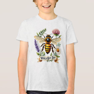 Künstlerische Weltbienentag-Illustration mit Honig Tri-Blend Shirt