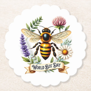 Künstlerische Weltbienentag-Illustration mit Honig Untersetzer