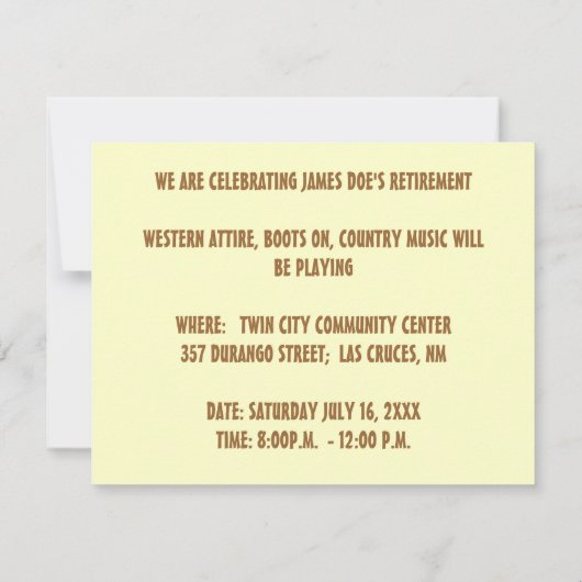 KÜNSTLERISCHE WESTERN-PARTY EINLADUNG ~ EZ2-KUSTOM (Rückseite)