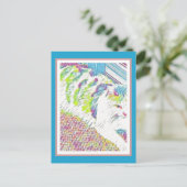 Künstlerische White Cat Illustration Postkarte (Stehend Vorderseite)