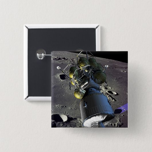 Künstlerische Wiedergabe eines neuen Raumschiffs z Button (Vorne & Hinten)