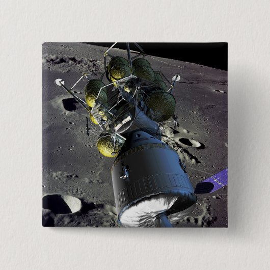 Künstlerische Wiedergabe eines neuen Raumschiffs z Button (Vorderseite)