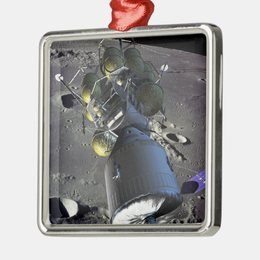 Künstlerische Wiedergabe eines neuen Raumschiffs z Ornament Aus Metall (Links)