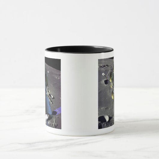 Künstlerische Wiedergabe eines neuen Raumschiffs z Tasse (Zentrum)