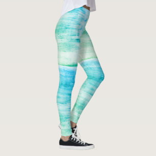 Künstlerische Wirbel in Blau und Grün Leggings