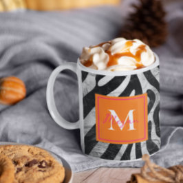 Künstlerische Zebra Streifen Orange & Hot Pink Sti Kaffeetasse