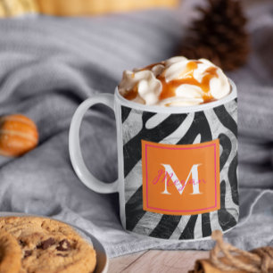 Künstlerische Zebra Streifen Orange & Hot Pink Sti Kaffeetasse