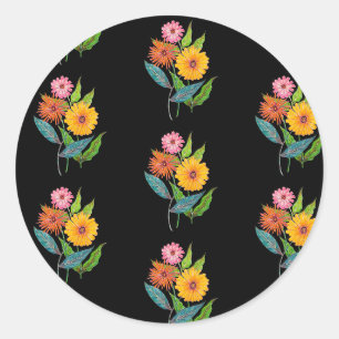 Künstlerische Zinnia-Wildblume Blume Runder Aufkleber