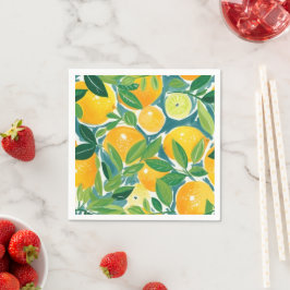 Künstlerische Zitrusbäume Lemons Orangen Limes Bun Serviette