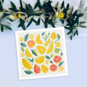 Künstlerische Zitrusfrüchte Wasserfarben Muster Serviette