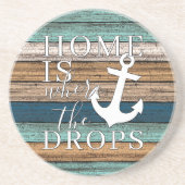 Künstlerische Zuhause ist, wo der Anker Word-Kunst Getränkeuntersetzer (Vorne)