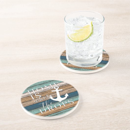 Künstlerische Zuhause ist, wo der Anker Word-Kunst Getränkeuntersetzer (Seite)