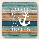 Künstlerische Zuhause ist, wo der Anker Word-Kunst Getränkeuntersetzer (Vorderseite)