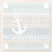 Künstlerische Zuhause ist, wo der Anker Word-Kunst Glasuntersetzer (Rückseite)