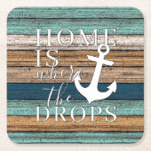 Künstlerische Zuhause ist, wo der Anker Word-Kunst Rechteckiger Pappuntersetzer (Vorderseite)