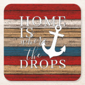 Künstlerische Zuhause ist, wo der Anker Word-Kunst Rechteckiger Pappuntersetzer (Vorderseite)