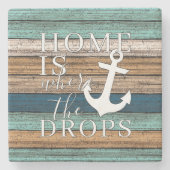 Künstlerische Zuhause ist, wo der Anker Word-Kunst Steinuntersetzer (Vorderseite)