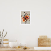 Künstlerischer 3D-Blumenposter im Papierstil Poster (Küche)