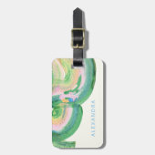 Künstlerischer Abstrakter grüner Marmorname Gepäckanhänger (Vorderseite vertikal)