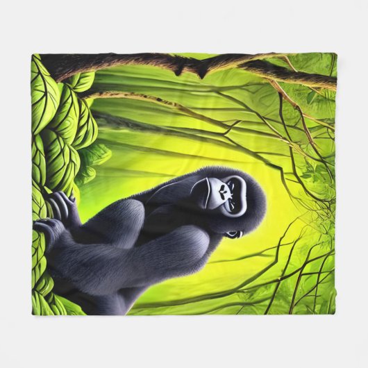 Künstlerischer Abstrakter Jungle Gorilla Fleecedecke (Vorderseite (Horizontal))