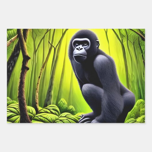 Künstlerischer Abstrakter Jungle Gorilla Geschenkpapier Set (Vorderseite 2)