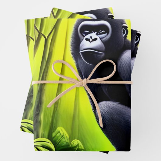 Künstlerischer Abstrakter Jungle Gorilla Geschenkpapier Set (Beispiel)
