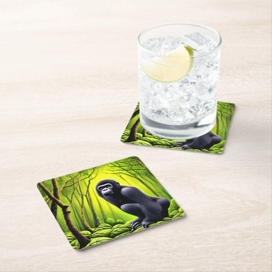 Künstlerischer Abstrakter Jungle Gorilla Rechteckiger Pappuntersetzer (Vor Ort)