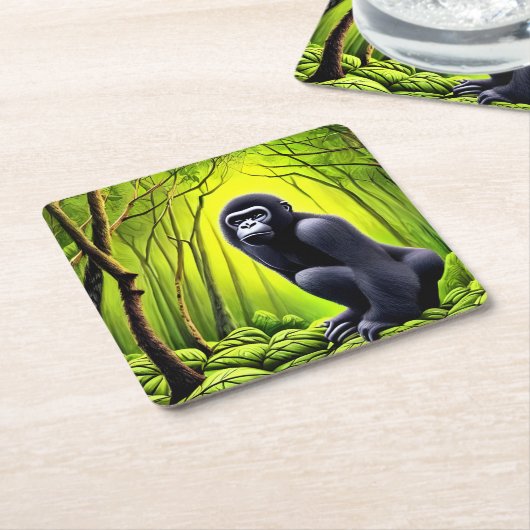 Künstlerischer Abstrakter Jungle Gorilla Rechteckiger Pappuntersetzer (angewinkelt)