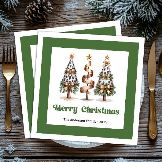 Künstlerischer abstrakter Leopard-Weihnachtsbaum-D Serviette